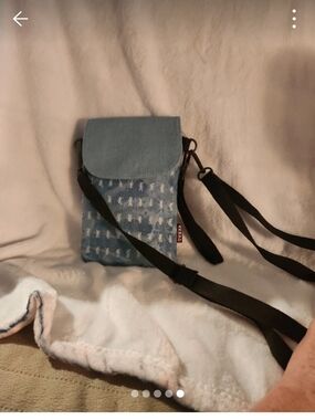 Small Denim Crossbody Bag with Black Strap